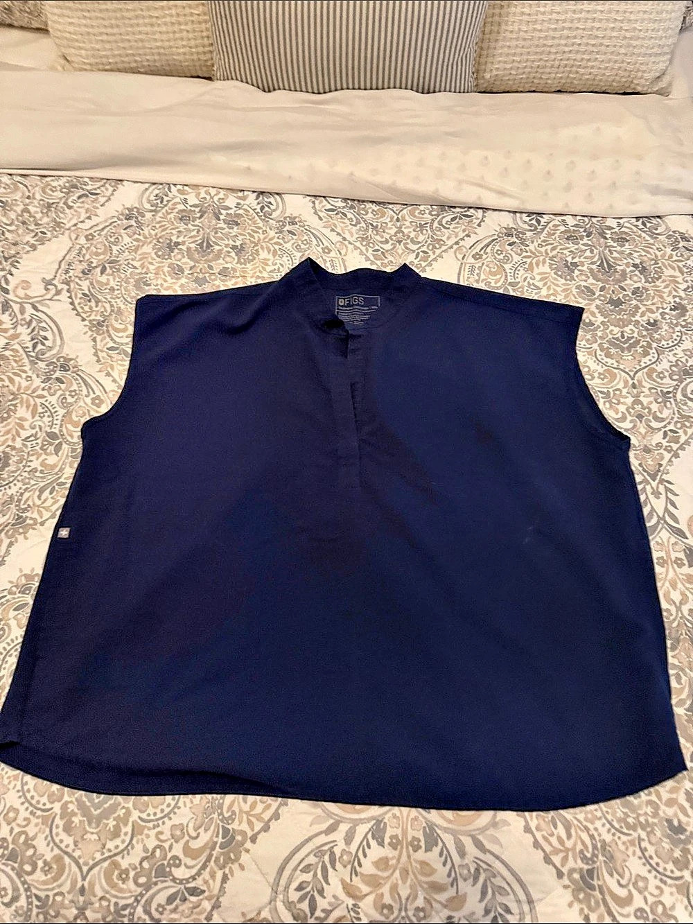 FIGS Rafaela Oversized Scrub Top Sleeveless Blue XXL